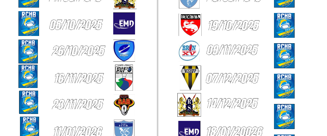 calendrier saison 2025/2026